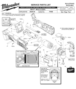 Fig-0 Diagram and Parts List for 2626-20 F40B Milwaukee Multi-Tool