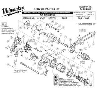 Fig-0 Diagram and Parts List for 0200-20 065B Milwaukee Electric Drill