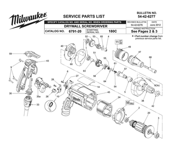 Fig-0 Diagram and Parts List for 6791-20 180C Milwaukee Electric Drill