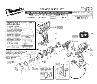 Fig-0 Diagram and Parts List for 2655B-22 F03A Milwaukee Impact Driver