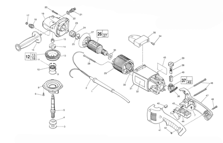 Fig-0 Diagram and Parts List for 6072 703E Milwaukee Sander Polisher