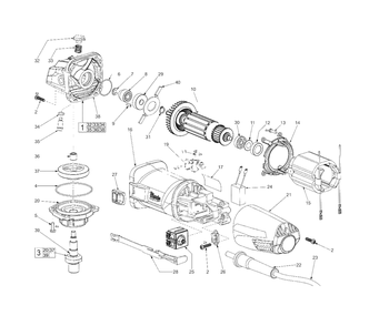4.5-Inch (115mm) Angle Grinder Diagram and Parts List for 6130-59 C46A Milwaukee Angle Grinder