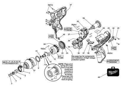 Fig-0 Diagram and Parts List for 2453-059 F13D Milwaukee Impact Driver