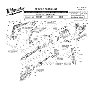Fig-0 Diagram and Parts List for 6232-21 D51B Milwaukee Saw