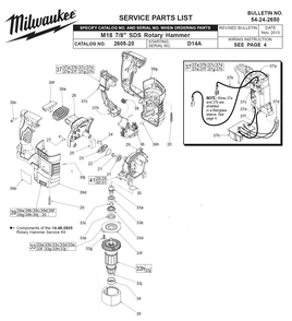 Fig-0 Diagram and Parts List for 2605-22 D14A Milwaukee Hammer Drill