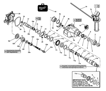 Fig-1 Diagram and Parts List for 2605-20 D14D Milwaukee Cordless Drill