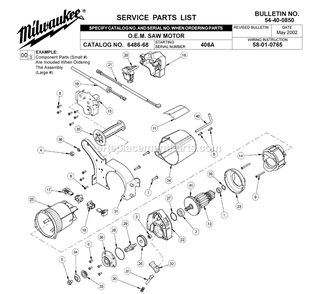 Page A Diagram and Parts List for 6486-68 406A Milwaukee Saw