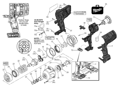 Part Location Diagram of 14-46-6032 Milwaukee Camshaft/Hammer Service Kit, 2765\18V-Dc Us&Lar