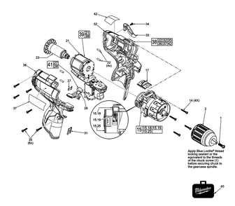 Fig-0 Diagram and Parts List for 2403-059 F16B Milwaukee Cordless Drill
