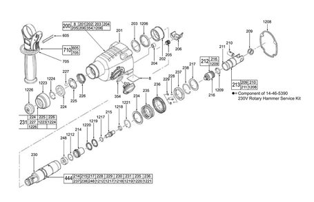 Fig-1 Diagram and Parts List for 5386-59A D77A Milwaukee Hammer Drill