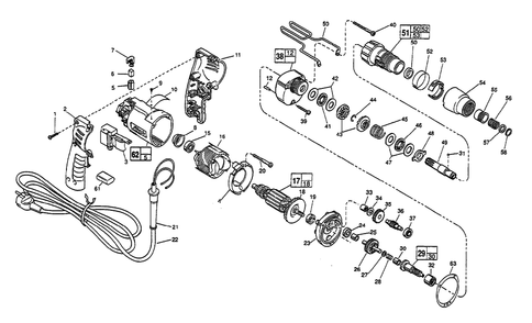 Fig-0 Diagram and Parts List for 6583-4 470A Milwaukee Electric Drill