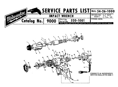 Fig-0 Diagram and Parts List for 9000 320-1001 Milwaukee Impact Driver