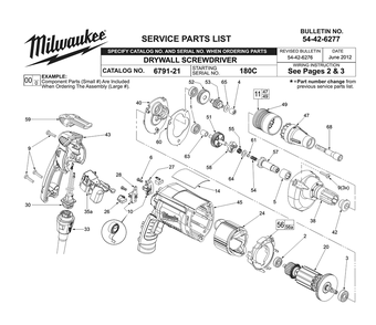 Fig-0 Diagram and Parts List for 6791-21 180C Milwaukee Electric Drill