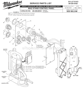Part Location Diagram of 23-33-0495 Milwaukee Receptacle Assembly