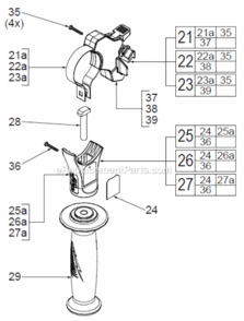 Part Location Diagram of 31-05-5379 Milwaukee Side Handle