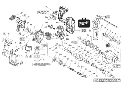 Fig-0 Diagram and Parts List for 2712-22 G17A Milwaukee Hammer Drill