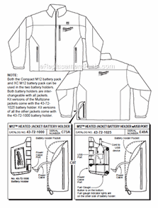 Page A Diagram and Parts List for 2340XL  Milwaukee Workwear