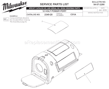 Page A Diagram and Parts List for 2349-20 SER C01A Milwaukee Charger