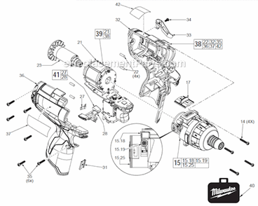Part Location Diagram of 40-50-0027 Milwaukee Spring Plate