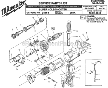 Page A Diagram and Parts List for 2404-1 SER 568A Milwaukee Electric Drill
