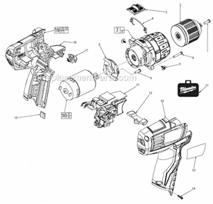 Page A Diagram and Parts List for 241122  Milwaukee Cordless Drill