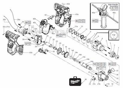 Part Location Diagram of 14-34-0650 Milwaukee Auxiliary Side Handle