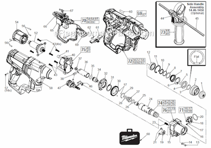 Page A Diagram and Parts List for 241622XC  Milwaukee Demolition Hammer