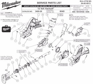 Part Location Diagram of 31-44-0115 Milwaukee Handle Set