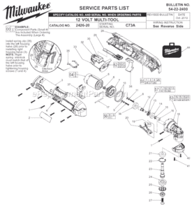 Page A Diagram and Parts List for 2426-20 SER C73A Milwaukee Multi-Tool