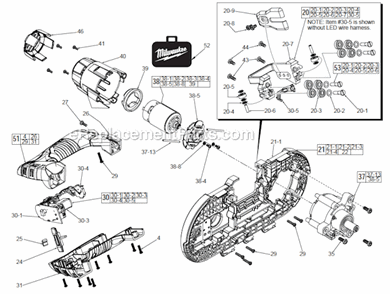 Part Location Diagram of 28-95-2430 Milwaukee Deck Assembly
