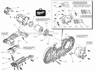 Page A Diagram and Parts List for 242921XC  Milwaukee Band Saw
