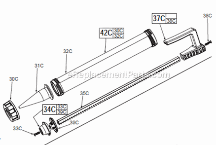 Page B Diagram and Parts List for 2441-20  Milwaukee Caulking Gun