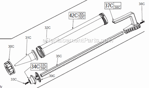 Page B Diagram and Parts List for 2441-21  Milwaukee Caulking Gun