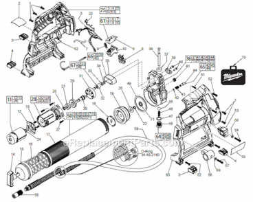 Page A Diagram and Parts List for 244620  Milwaukee Caulking Gun