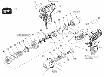 Page A Diagram and Parts List for 245122  Milwaukee Impact Driver