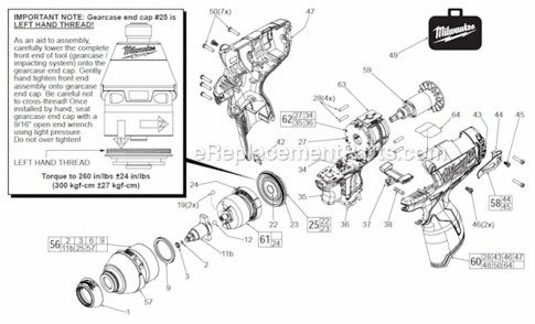 Page A Diagram and Parts List for 245220  Milwaukee Impact Driver