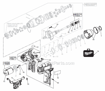 Page A Diagram and Parts List for 245520  Milwaukee Cordless Drill
