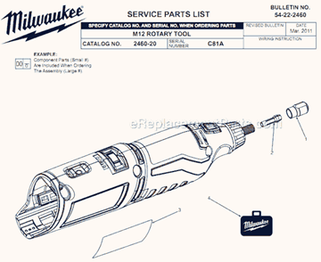 Part Location Diagram of 44-40-0770 Milwaukee Collet Nut