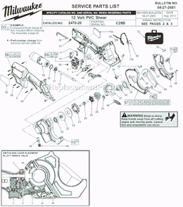 Page A Diagram and Parts List for 2470-20 SER C28B Milwaukee Nibbler & Shears