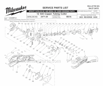 Part Location Diagram of 14-29-0156 Milwaukee Gearcase Assembly