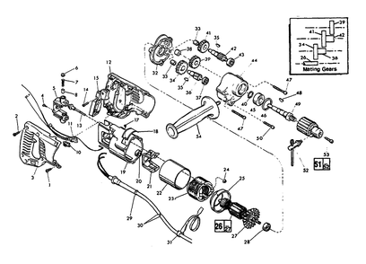 Fig-0 Diagram and Parts List for 1101-3 493-132000 Milwaukee Electric Drill