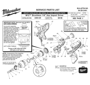Fig-0 Diagram and Parts List for 2453-20 E51B Milwaukee Impact Driver