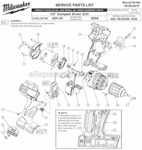 Part Location Diagram of 31-44-2360 Milwaukee Handle Half Assy