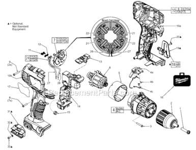 Page A Diagram and Parts List for 2606-22CT  Milwaukee Cordless Drill