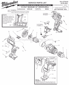 Part Location Diagram of 23-66-2611 Milwaukee Switch/handle Service Kit