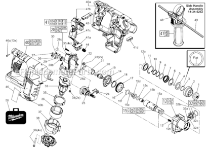 Part Location Diagram of 14-34-5262 Milwaukee Side Handle Assembly