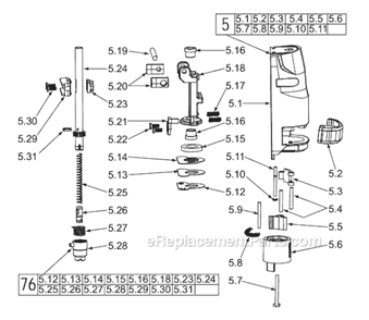 Part Location Diagram of 38-50-0750 Milwaukee Spindle Assembly