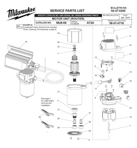 Fig-0 Diagram and Parts List for 5626-68 A72A Milwaukee Sander Polisher