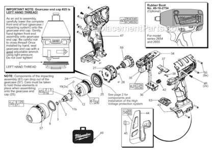 Part Location Diagram of 16-07-2674 Milwaukee Rotor Assembly