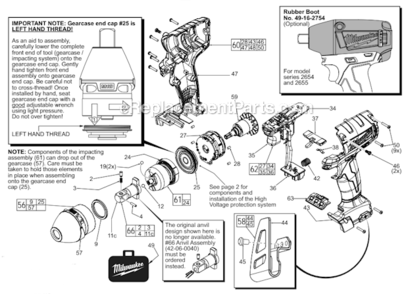 Part Location Diagram of 44-60-0465 Milwaukee Pivot Pin